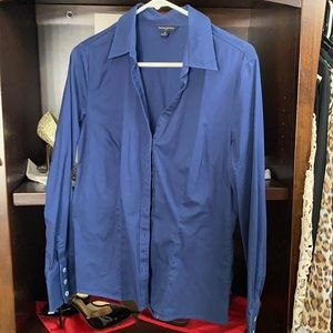 Navy button down long sleeve top